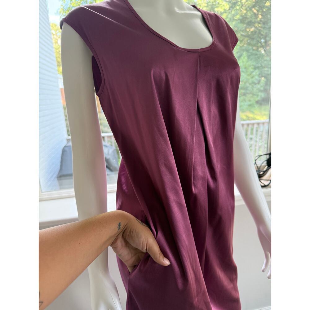 Ann Taylor 94% Silk Berry Shift Dress Small Minimalist Cap Sleeve - Picture 7 of 15